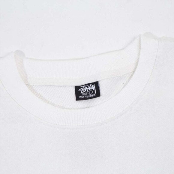 Men's Stussy White Letter Print Crew Neck Sweatshirt - Picture 7 of 7